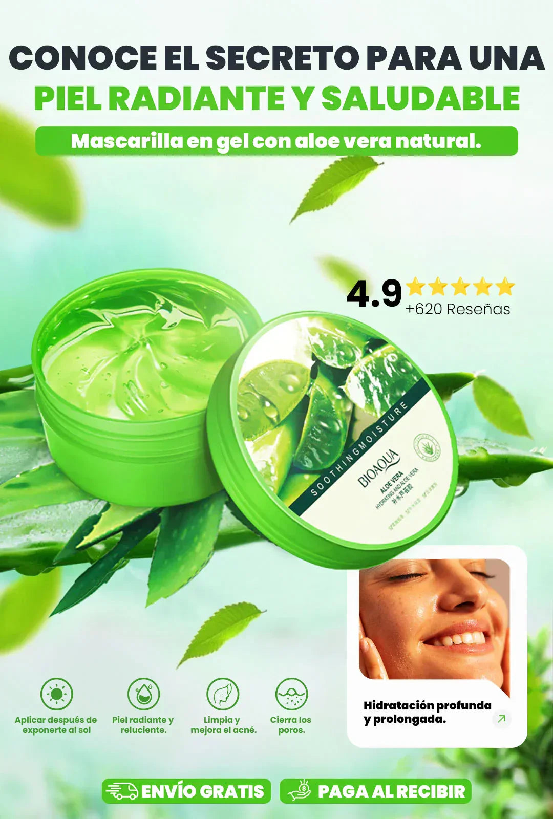 Mascarilla Gel Aloe Vera Bioaqua - Hidratación y Frescura